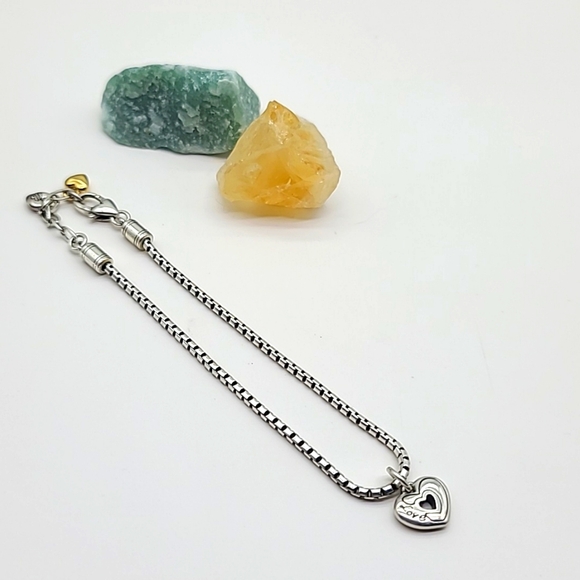 🎉HP🥳 Brighton "GOLDEN SPRING" Two-Tone Chain Bracelet w "Love" Heart Charm! - Picture 5 of 9